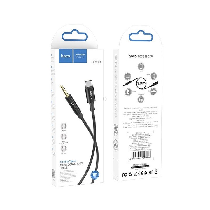 hoco UPA19 Type-C / USB-C Digital Audio Conversion Cable, Length: 1m(Black)