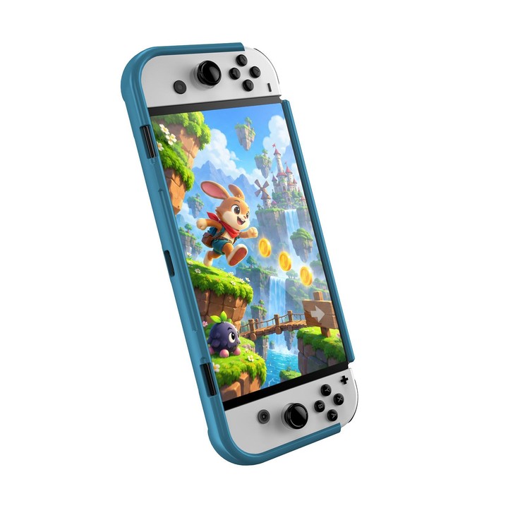 Anti-slip and Shockproof Game Console TPU Protective Cover for Nintendo Switch OLED(Blue)