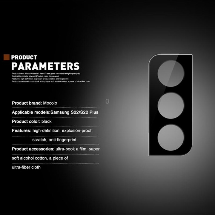 For Samsung Galaxy S22+ 5G mocolo 2.5D 9H Rear Camera Lens Tempered Glass Film(Black)