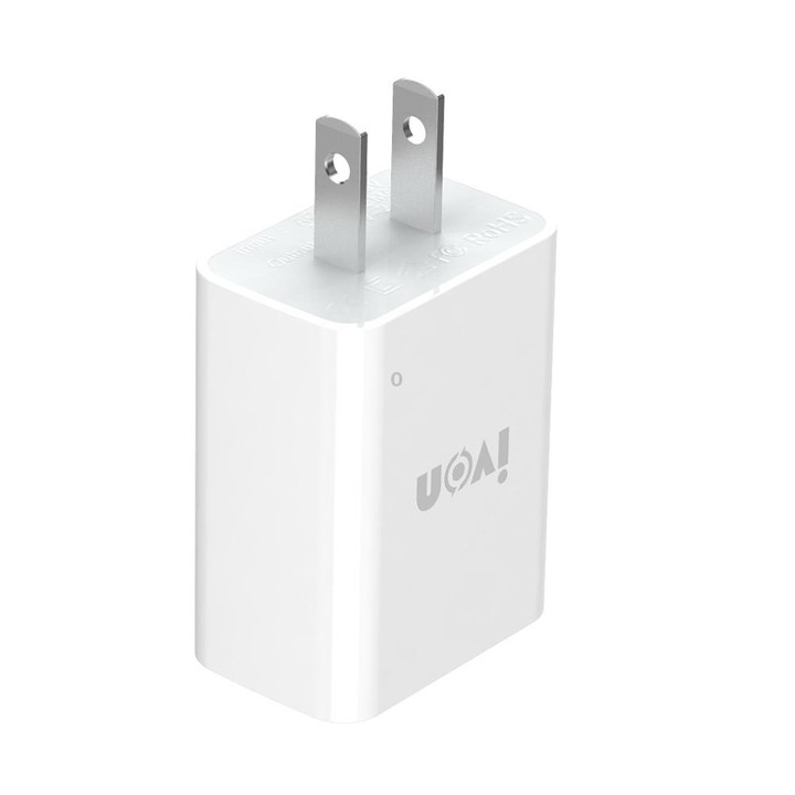 IVON AD-33 2 in 1 2.1A Single USB Port Travel Charger + 1m USB to Micro USB Data Cable Set, US Plug(White)