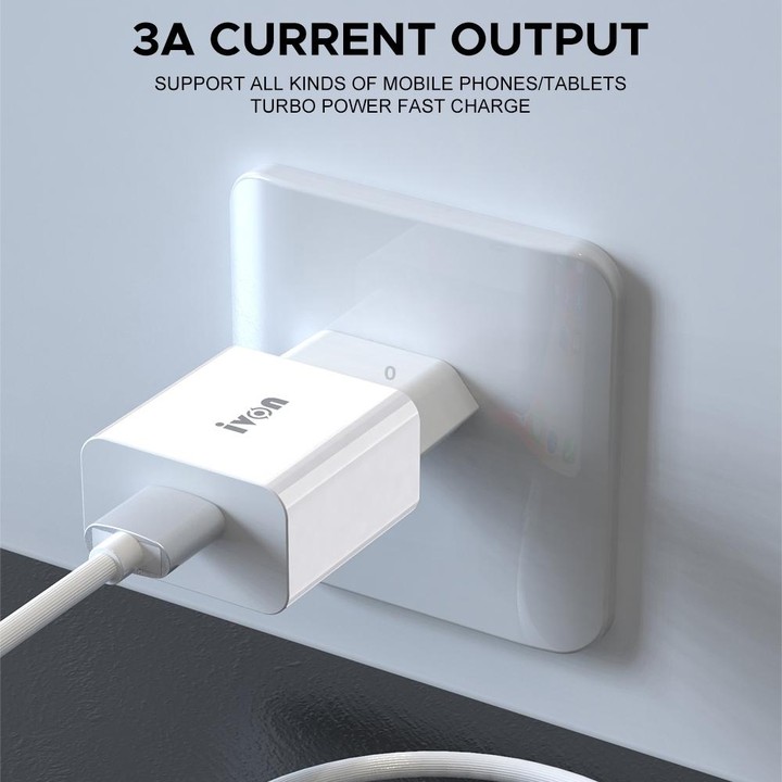 IVON AD-35 2 in 1 18W QC3.0 USB Port Travel Charger + 1m USB to USB-C / Type-C Data Cable Set, EU Plug(White)