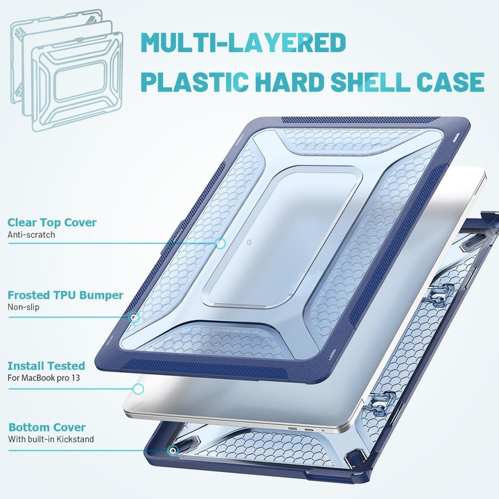 PC + TPU Honeycomb Laptop Protective Case For MacBook Pro 13.3 inch A2338 / A2289 / A2251 (2020)(Sapphire Blue)