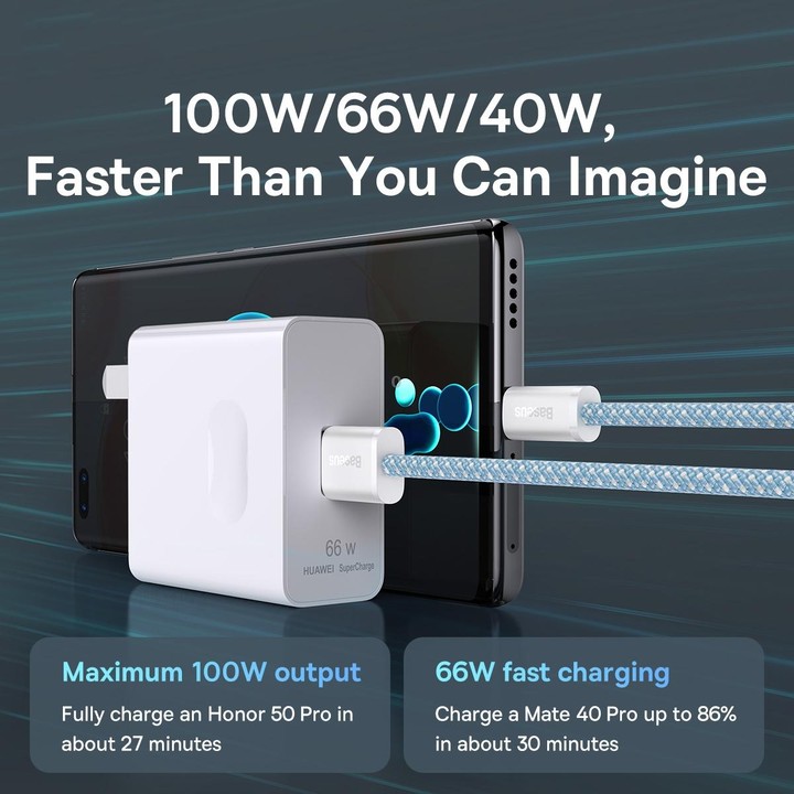 Baseus 100W USB to Type-C / USB-C Dynamic Series Fast Charging Data Cable, Length:1m(Blue)