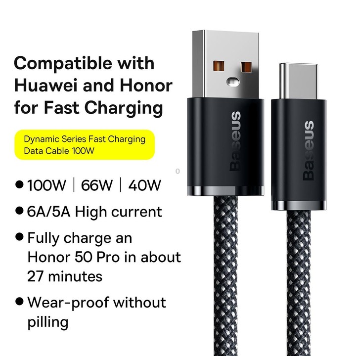 Baseus 100W USB to Type-C / USB-C Dynamic Series Fast Charging Data Cable, Length:2m(Dark Grey Blue)