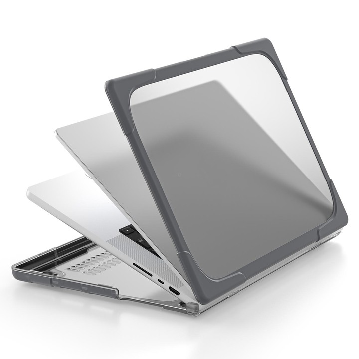 TPU + PC Two-color Anti-fall Laptop Protective Case For MacBook Pro 16.2 inch A2485 2021(Grey)