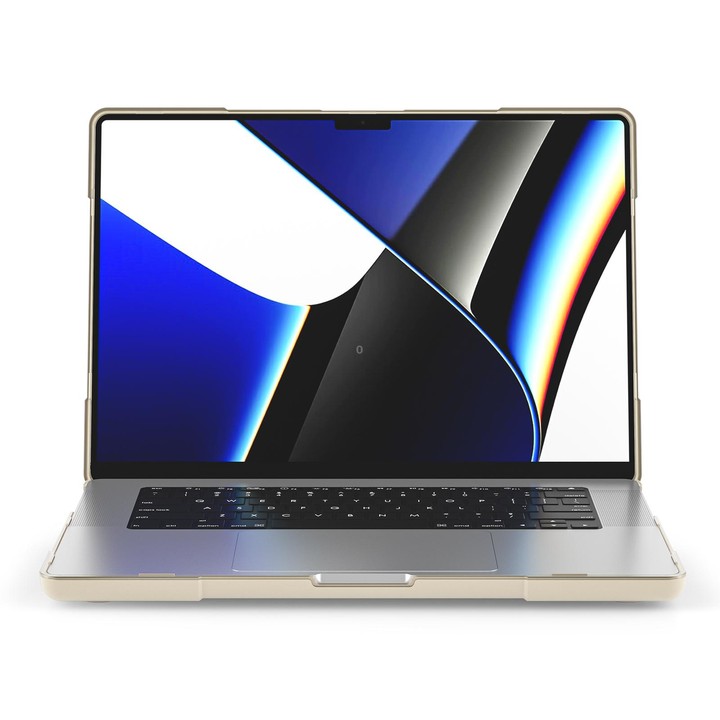 TPU + PC Two-color Anti-fall Laptop Protective Case For MacBook Pro 16.2 inch A2485 2021(Khaki)