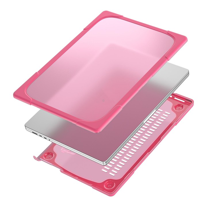 TPU + PC Two-color Anti-fall Laptop Protective Case For MacBook Pro 16.2 inch A2485 2021(Rose Red)