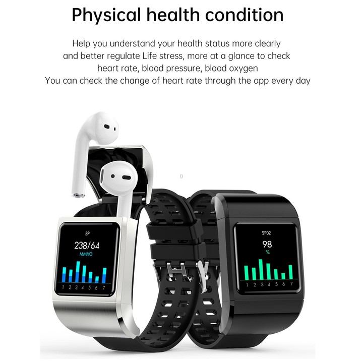 G36pro 1.3 inch IPS Screen Earphone Smart Watch,Support Blood Pressure Measurement / Sleep Monitoring(Black)