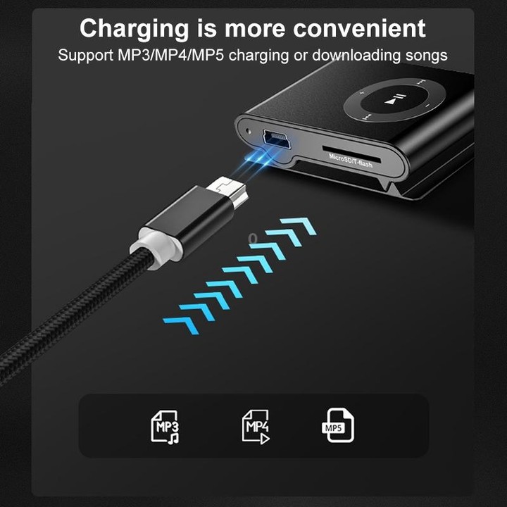 5 PCS Mini USB to USB A Woven Data / Charge Cable for MP3, Camera, Car DVR, Length:0.25m(Rose Gold)