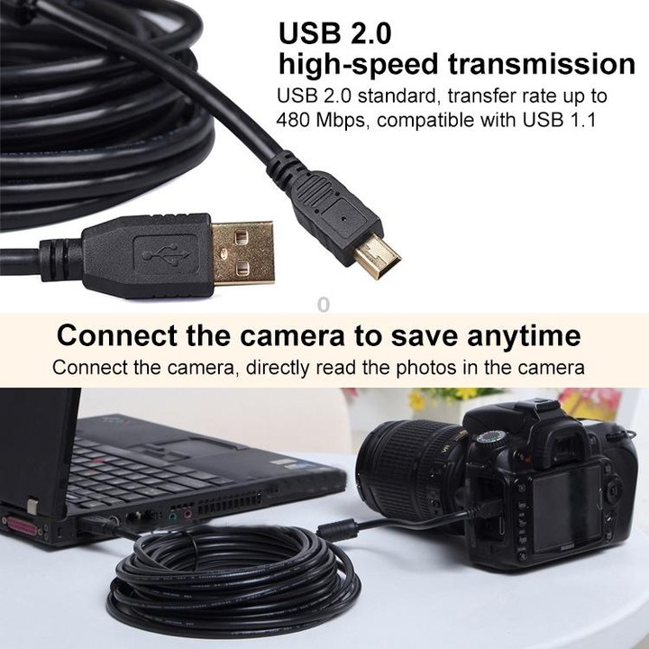 10m Mini 5 Pin to USB 2.0 Camera Extension Data Cable
