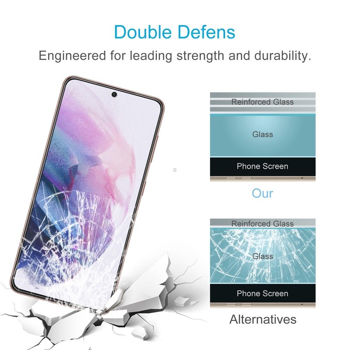 For Samsung Galaxy S21+ 5G 50pcs 0.26mm 9H 2.5D Tempered Glass Film, Fingerprint Unlocking Is Not Supported