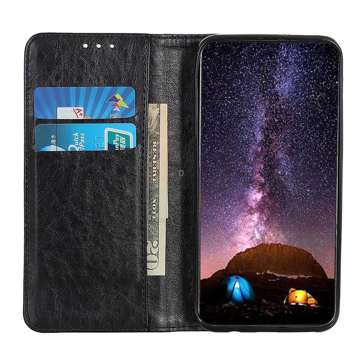 For Samsung Galaxy M53 5G Magnetic Crazy Horse Texture Horizontal Flip Leather Phone Case(Black)