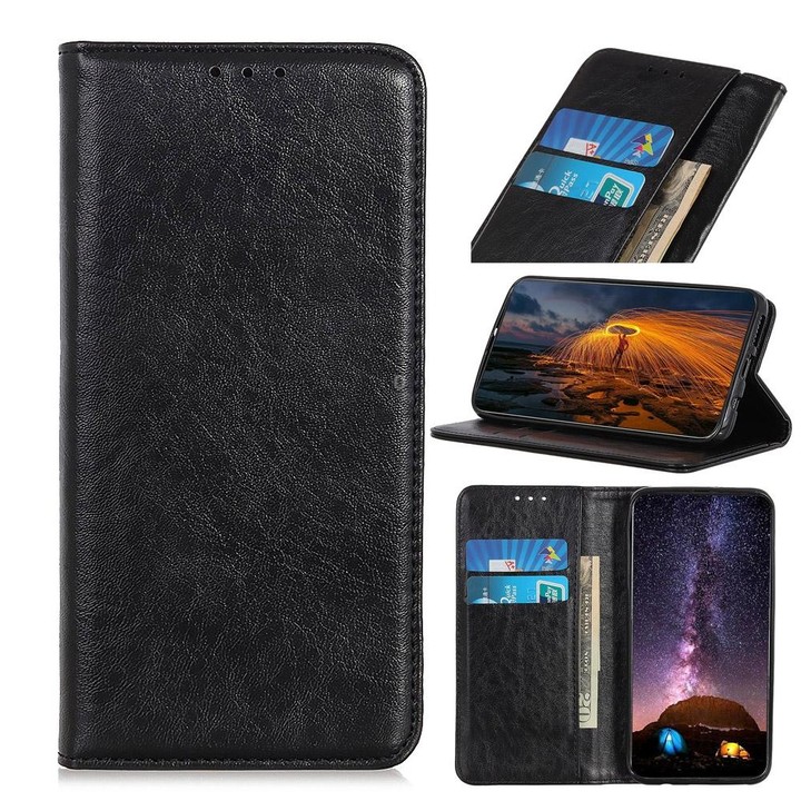 For Samsung Galaxy M53 5G Magnetic Crazy Horse Texture Horizontal Flip Leather Phone Case(Black)