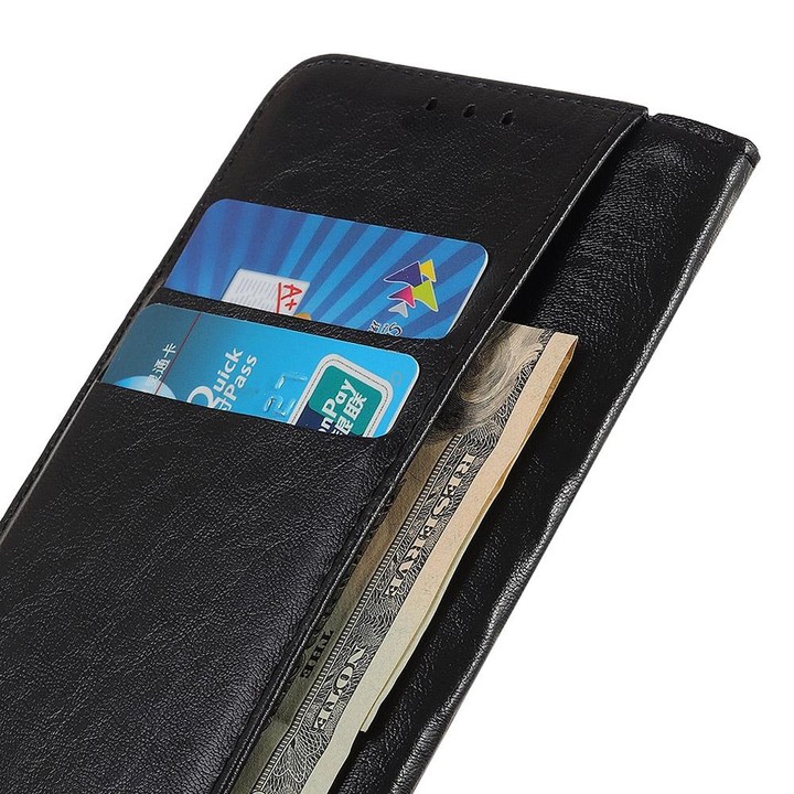 For Samsung Galaxy M53 5G Magnetic Crazy Horse Texture Horizontal Flip Leather Phone Case(Black)
