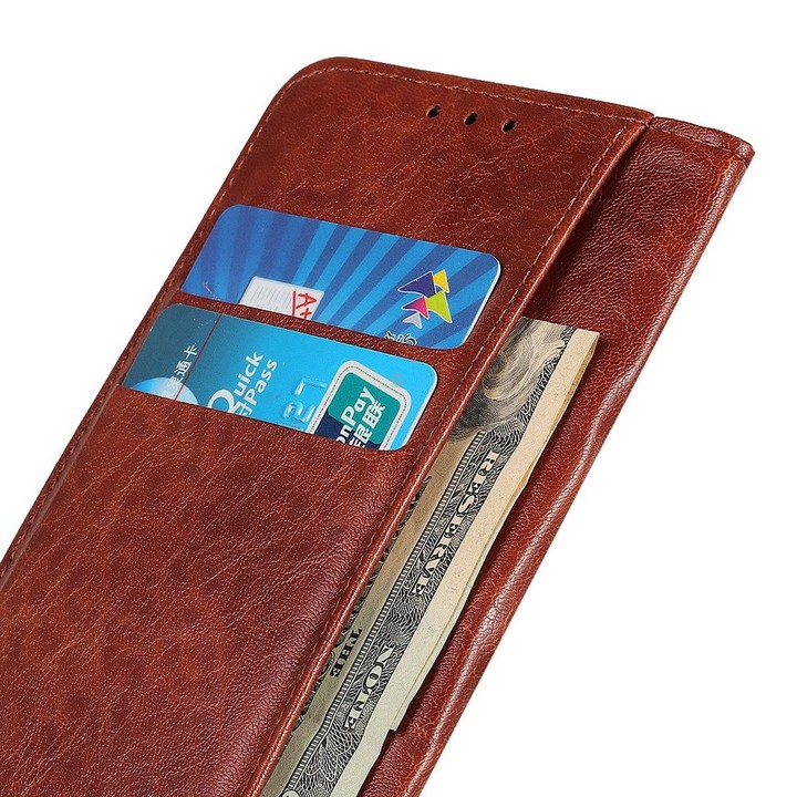 For Samsung Galaxy M53 5G Magnetic Crazy Horse Texture Horizontal Flip Leather Phone Case(Brown)