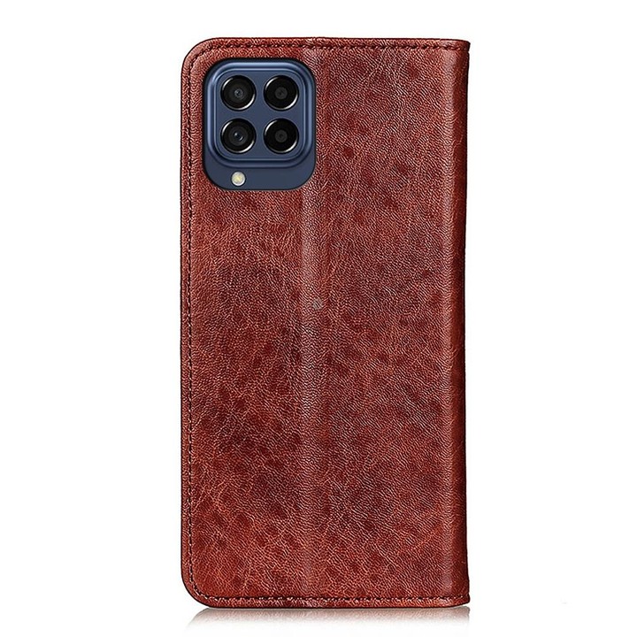 For Samsung Galaxy M53 5G Magnetic Crazy Horse Texture Horizontal Flip Leather Phone Case(Brown)