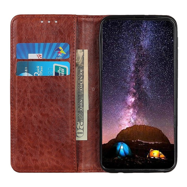 For Samsung Galaxy M53 5G Magnetic Crazy Horse Texture Horizontal Flip Leather Phone Case(Brown)
