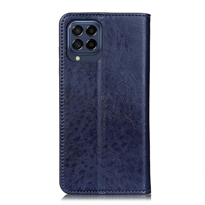 For Samsung Galaxy M53 5G Magnetic Crazy Horse Texture Horizontal Flip Leather Phone Case(Blue)