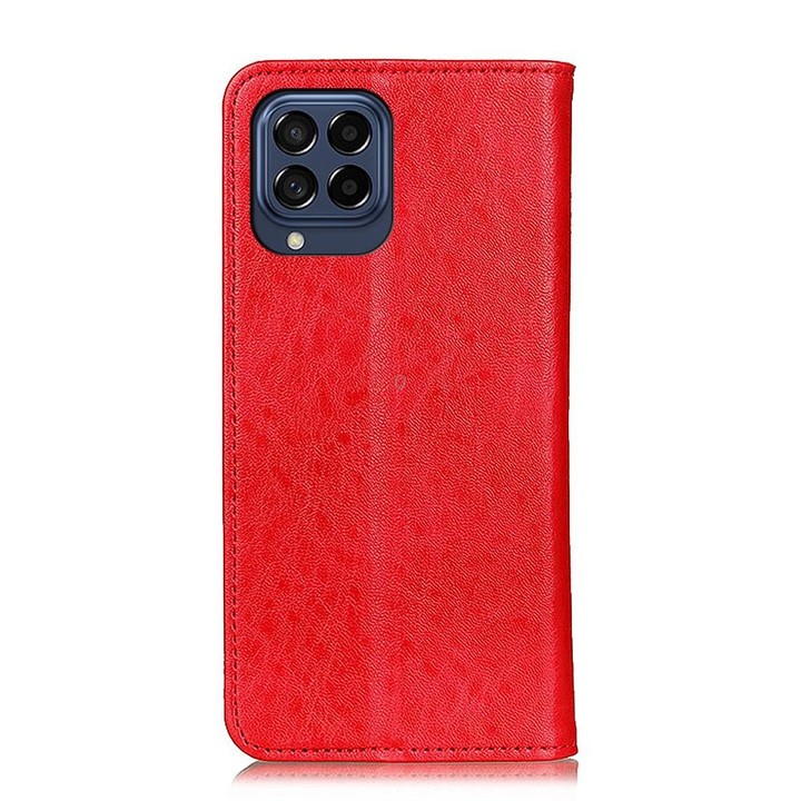 For Samsung Galaxy M53 5G Magnetic Crazy Horse Texture Horizontal Flip Leather Phone Case(Red)