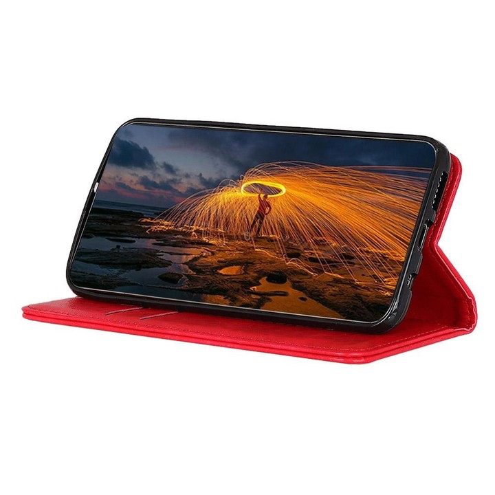 For Samsung Galaxy M53 5G Magnetic Crazy Horse Texture Horizontal Flip Leather Phone Case(Red)