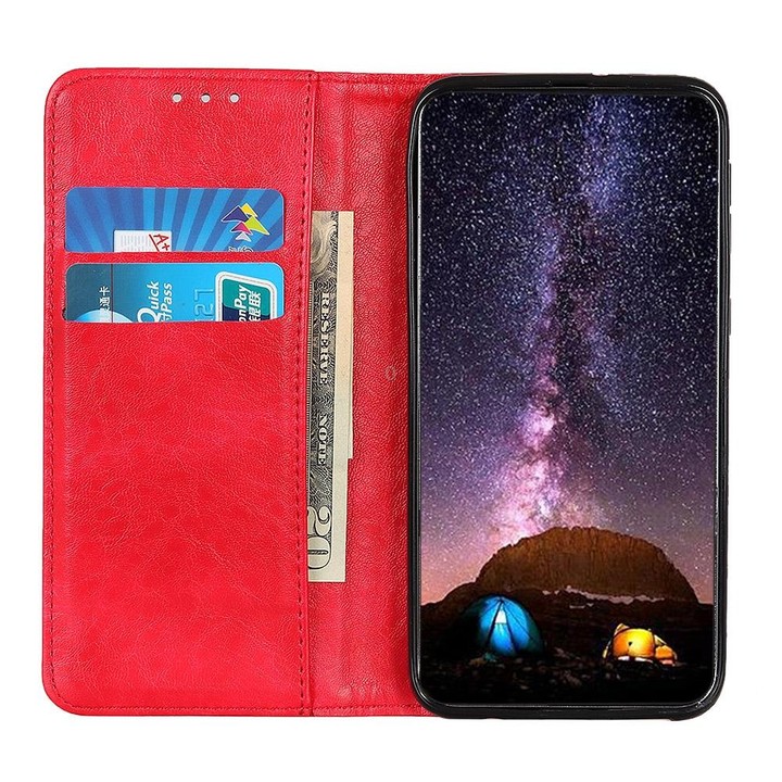 For Samsung Galaxy M53 5G Magnetic Crazy Horse Texture Horizontal Flip Leather Phone Case(Red)