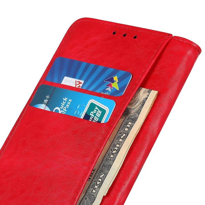 For Samsung Galaxy M53 5G Magnetic Crazy Horse Texture Horizontal Flip Leather Phone Case(Red)