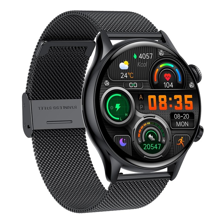 HK8Pro 1.36 inch AMOLED Screen Steel Strap Smart Watch, Support NFC Function / Blood Oxygen Monitoring(Black)