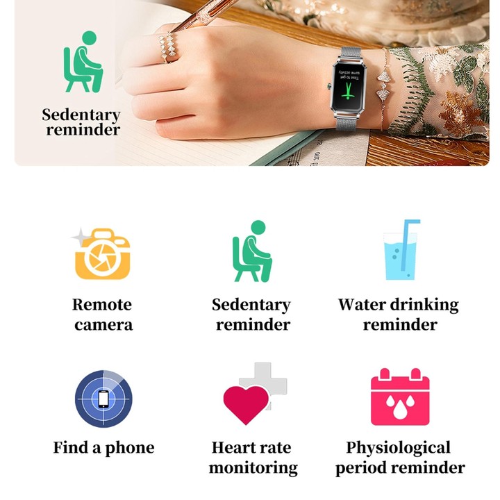 NX2 1.13 inch Color Screen Women Smart Watch, Support Physiological Reminder / Heart Rate Monitoring(Silver)