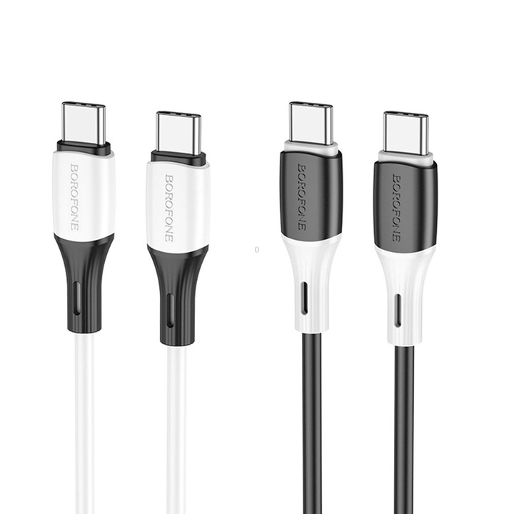 Borofone BX79 Type-C / USB-C to Type-C / USB-C 60W Silicone Sync Data Charging Cable, Length: 1m(White)