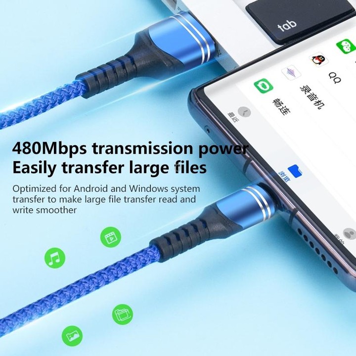 USB-C / Type-C 6A Woven Style USB Charging Cable, Cable Length: 1m(Black)