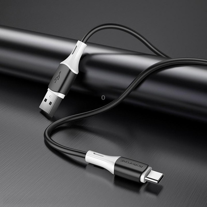Borofone BX79 Type-C / USB-C Silicone Sync Data Charging Cable, Length: 1m(Black)