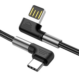 3A USB to USB-C/Type-C Double Elbow Charging Cable(0.5m)