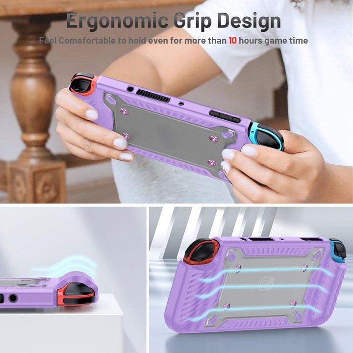 Game Handle Gamepad TPU+PC Protective Case for Switch OLED(Lilac)