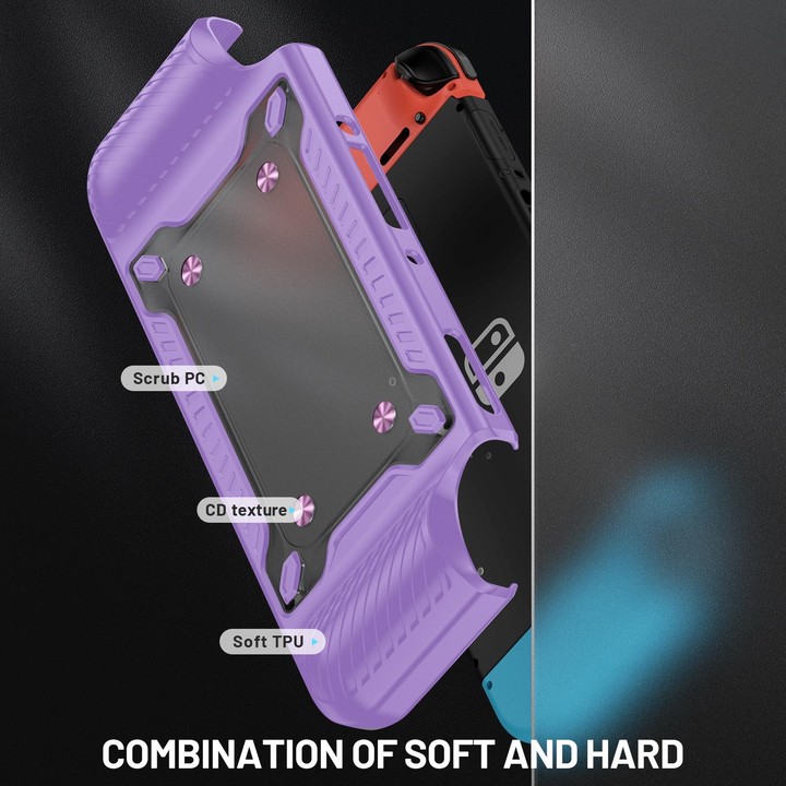 Game Handle Gamepad TPU+PC Protective Case for Switch OLED(Lilac)