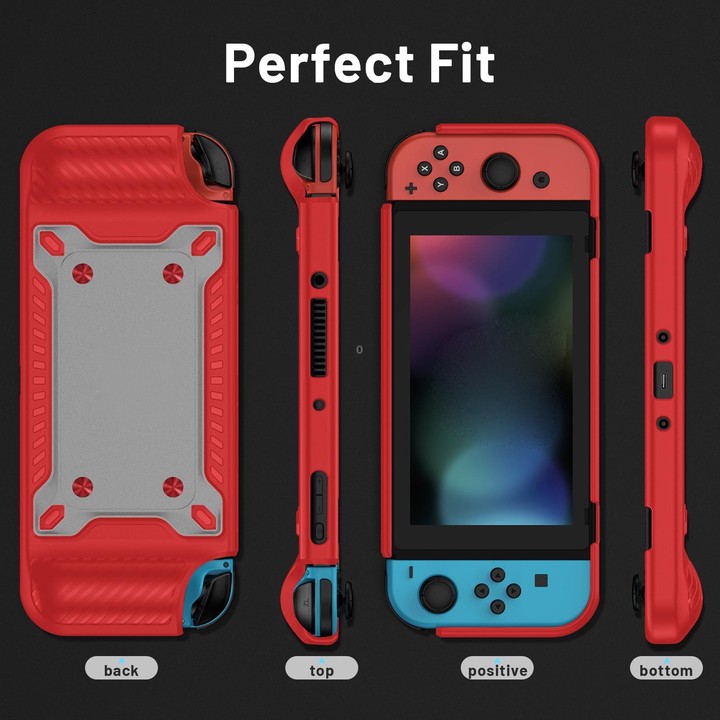 Game Handle Gamepad TPU+PC Protective Case for Switch OLED(Red)