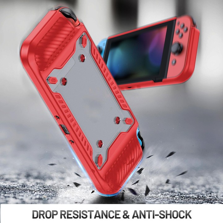 Game Handle Gamepad TPU+PC Protective Case for Switch OLED(Red)