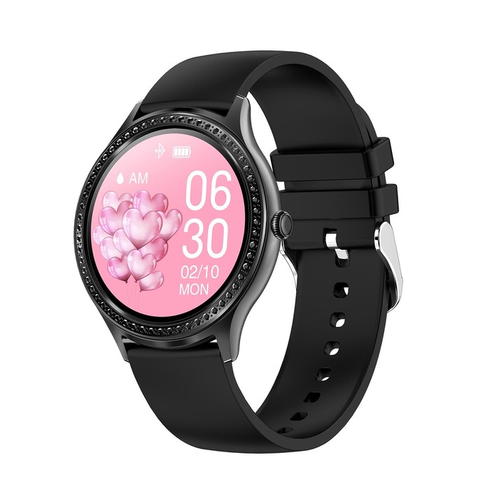 AK35 1.32 inch IPS Color Screen Smart Watch, Support Sleep Monitoring/Blood Oxygen Monitoring(Black Silicone Watch Band)