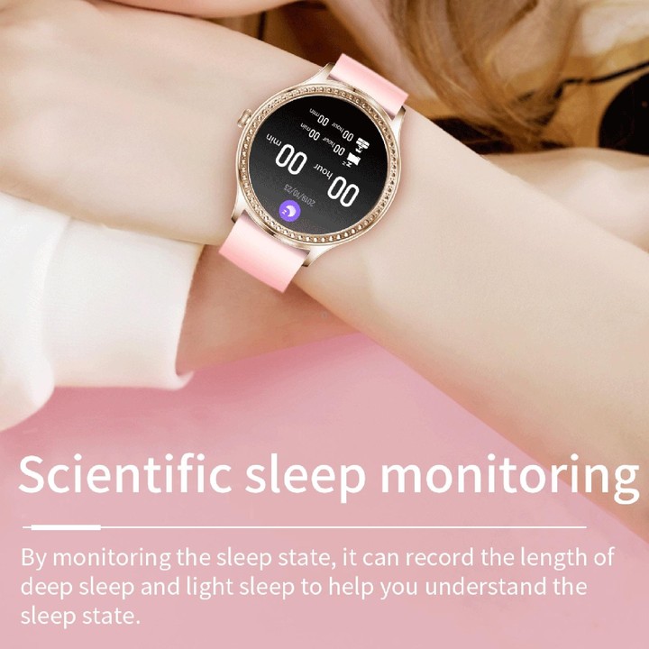 AK35 1.32 inch IPS Color Screen Smart Watch, Support Sleep Monitoring/Blood Oxygen Monitoring(Gold Steel Watch Band)