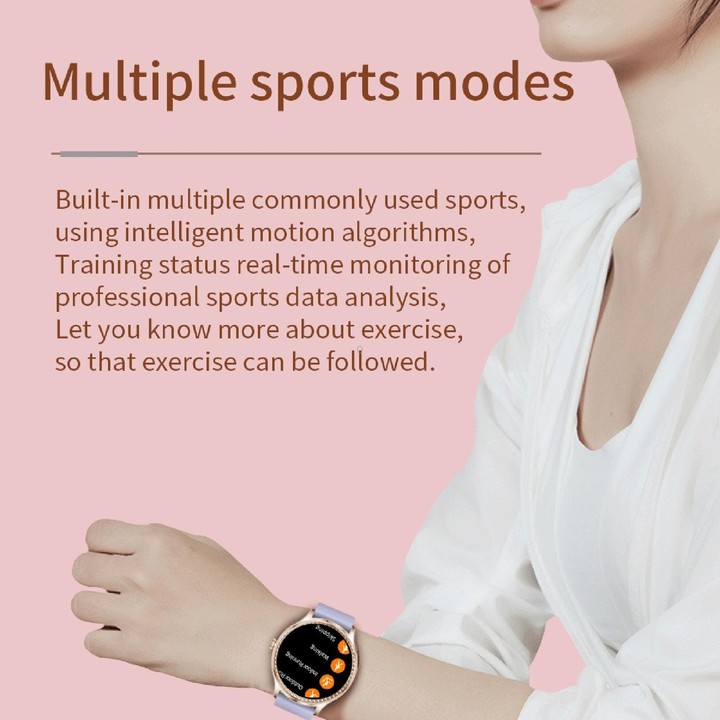 AK35 1.32 inch IPS Color Screen Smart Watch, Support Sleep Monitoring/Blood Oxygen Monitoring(Silver Pink Silicone Watch Band)
