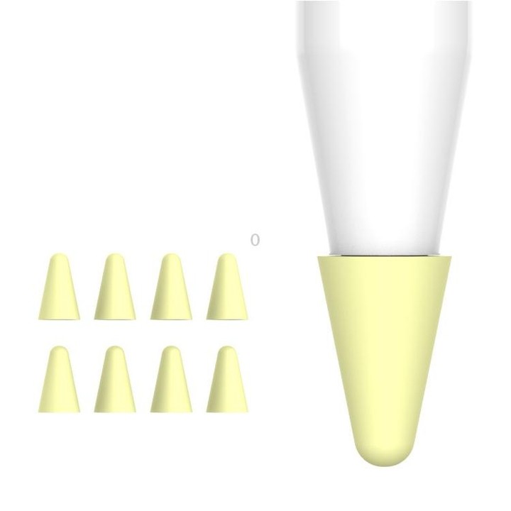 8 PCS / Set Universal Wearable Stylus Nib Cover For Apple Pencil 1 / 2(Yellow)