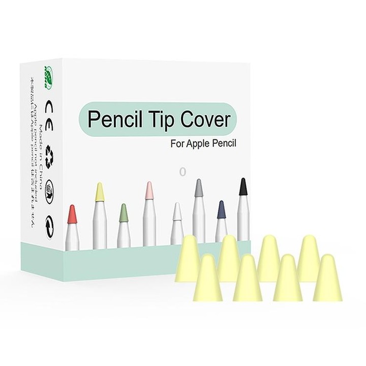 8 PCS / Set Universal Wearable Stylus Nib Cover For Apple Pencil 1 / 2(Yellow)