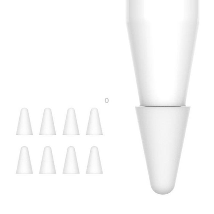 8 PCS / Set Universal Wearable Stylus Nib Cover For Apple Pencil 1 / 2(White)