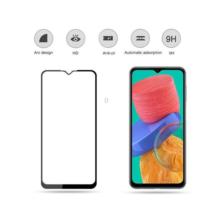 mocolo 9H Full Glue Silk Print Tempered Glass Film For Samsung Galaxy M33 (Black)