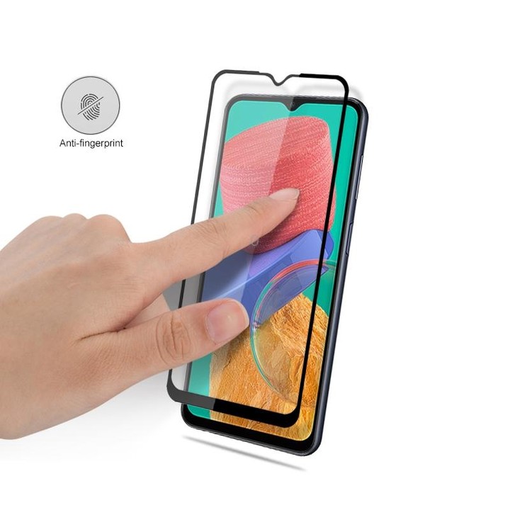 mocolo 9H Full Glue Silk Print Tempered Glass Film For Samsung Galaxy M33 (Black)
