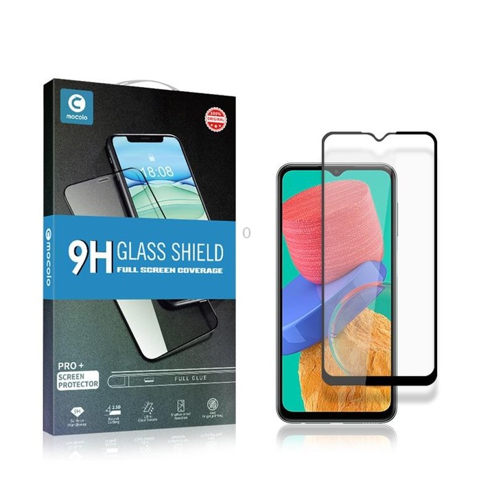 mocolo 9H Full Glue Silk Print Tempered Glass Film For Samsung Galaxy M33 (Black)