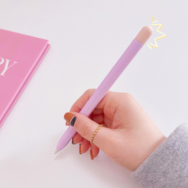 Contrasting Color Silicone Protective Case For Apple Pencil 2(Light Purple)