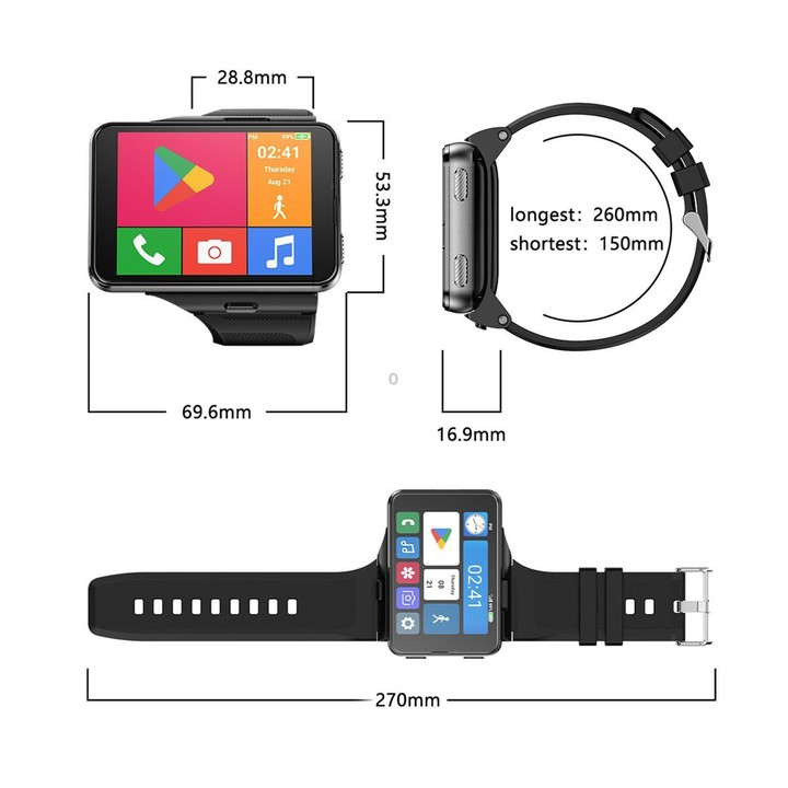 S999 2.88 inch TFT Screen 4G Smart Watch, Android 11 4GB+64GB(Black)