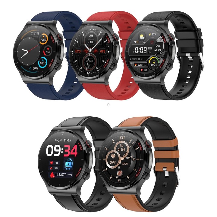E300 1.32 Inch Screen TPU Watch Strap Smart Health Watch Supports Body Temperature Monitoring, ECG monitoring blood pressure(Bla