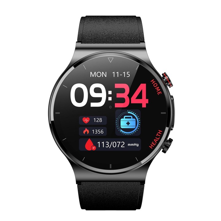 E300 1.32 Inch Screen TPU Watch Strap Smart Health Watch Supports Body Temperature Monitoring, ECG monitoring blood pressure(Bla