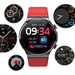 E300 1.32 Inch Screen TPU Watch Strap Smart Health Watch Supports Body Temperature Monitoring, ECG monitoring blood pressure(Bla